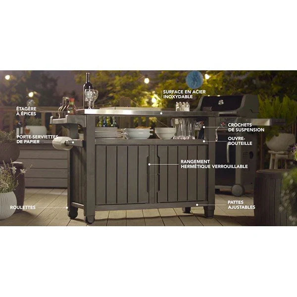 CHARIOT DE JARDIN 2 PORTES PLATEAU INOX